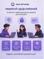 Promotional graphic for 'research.qup.network,' an AI tool for deep and research keyword mining, featuring the tagline 'Together, we build the quantum future.'