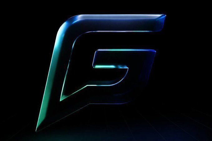 A 3D-rendered stylized letter "P" logo with glowing teal and blue neon edges set against a black background.