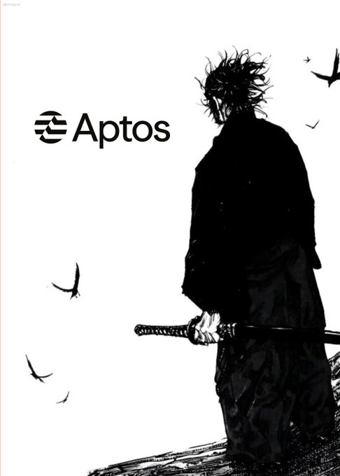 A samurai figure stands with the Aptos logo, symbolizing Aptos' ongoing developments like Confidential APT and Encrypted Mempool, as well as Decibel Trade's leading DEX performance.