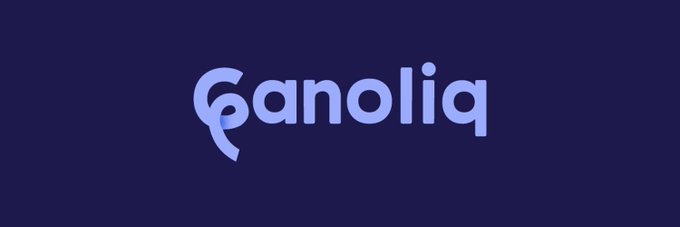 The 'Canoliq' logo displayed in light purple lettering on a dark navy background.