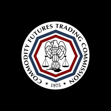 The image displays the official seal of the Commodity Futures Trading Commission (CFTC), dated 1975, featuring an eagle, scales of justice, and the text "Commodity Futures Trading Commission" — directly relevant to the post as it identifies the regulatory agency that filed the motion to dismiss CME's lawsuit.