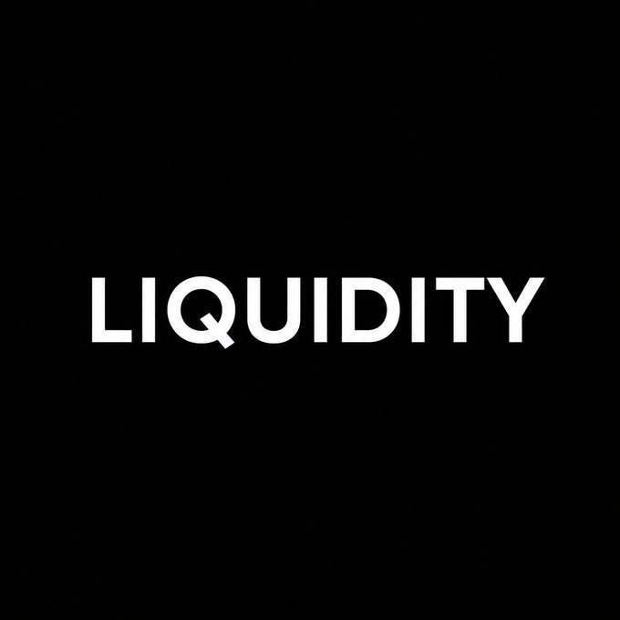 Black background with the word 'LIQUIDITY' displayed in bold gray capital letters.