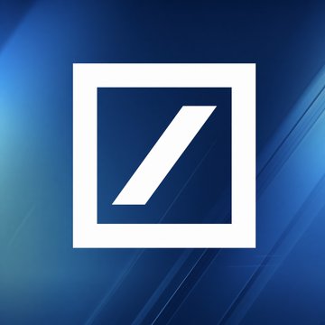 The image shows the Deutsche Bank logo, a white slash within a square, against a blue gradient background, representing the bank's branding as it prepares to enter the digital asset custody space in Europe.