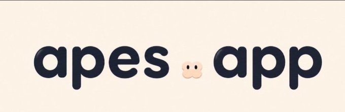 Logo reading 'apes app' with a small ape face icon between the two words on a beige background.