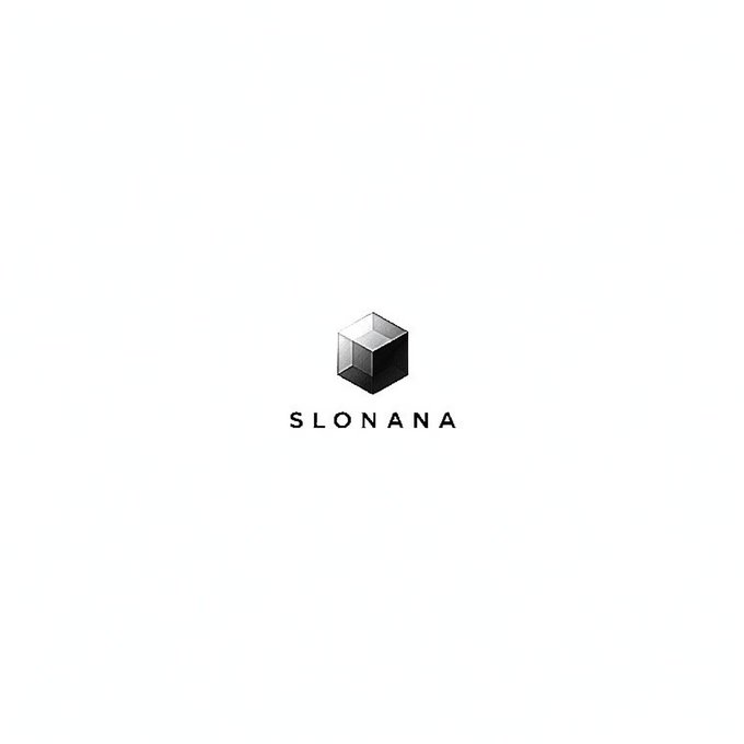 A minimalist logo featuring a 3D geometric cube with the word 'SLONANA' written in spaced capital letters beneath it on a white background.