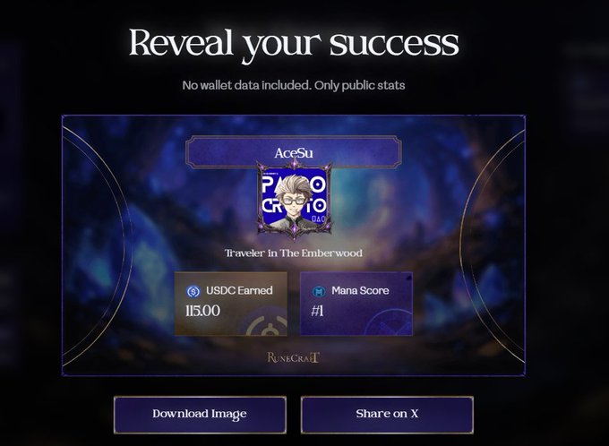The image shows a computer screen with an advertisement for a game tournament, likely a Guild-style event. The screenshot includes text that describes the current state of the game, stating "Our Guild @Paldo CryptoDAO current earning in RuneCraftWorld is 115 USDC We are still the RANK 1 in the GUILD TOURNAMENT + I'm still the Top 1 User in the Individual Leaderboard. 4 days to go until the end of the GUILD TOURNAMENT." This information suggests that the player's success at this tournament may be tied to their performance in a specific game or category, and they have been outperformed by another player who is currently ahead.
