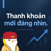 A blue promotional graphic featuring Vietnamese text 'Thanh khoản mới đáng nhìn' (meaning 'New liquidity worth watching') alongside an upward arrow chart and a cartoon character.