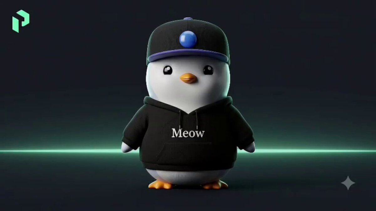 The image features a small penguin wearing a black hoodie with "Meow" written on it, standing against a dark background. The penguin appears to be looking directly at the camera, giving an impression of curiosity or interest. The image also includes text that reads "Product Edge: How will Pots Market disrupt and redefine traditional sports prediction platforms?". This suggests that the penguin is part of a marketing campaign for a new product or service related to sports predictions.