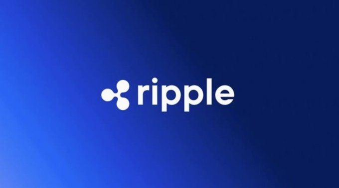 The 'ripple' cryptocurrency logo displayed in white against a blue gradient background.