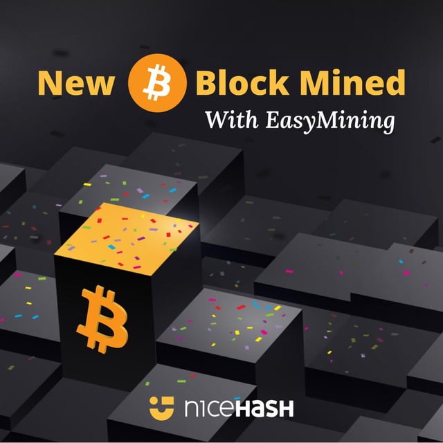 The image features a black cube with an orange Bitcoin symbol, surrounded by small colorful blocks that are scattered around it. The background of the image is dark gray, providing a stark contrast to the vibrant colors of the blocks. In the bottom right corner of the image, there's text that reads "New BTC BLOCK MINED With EasyMining". This suggests that the image might be related to Bitcoin mining or cryptocurrency development in general.