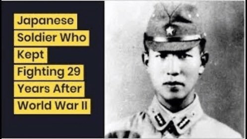 The image shows a Japanese soldier with text stating "Japanese Soldier Who Kept Fighting 29 Years After World War II." This illustrates patience and perseverance, relating to the post's theme of people still waiting for "Opensea tge."