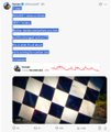 The image shows a social media post discussing "Honse official website entrance animation" with a small embedded video preview featuring a black and white checkered pattern. The post suggests the animation humorously embodies meme culture by being unexpectedly amusing to viewers.
