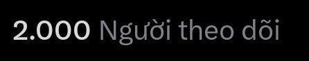 White text on a black background reading '2.000 Người theo dõi' (2,000 Followers in Vietnamese).