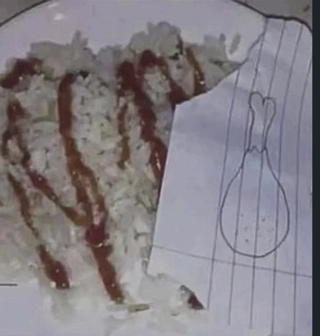 The image shows a pizza topped with strips of bacon (or similar dark meat), alongside a hand-drawn sketch of a bowling pin on a piece of paper.

The caption references being "rugged" (likely referring to a crypto scam where tokens are stolen or liquidity is removed), suggesting the greasy, unconventional meal represents a disappointing or scanty reward for the poster, perhaps implying they "got pin" by the scammers.