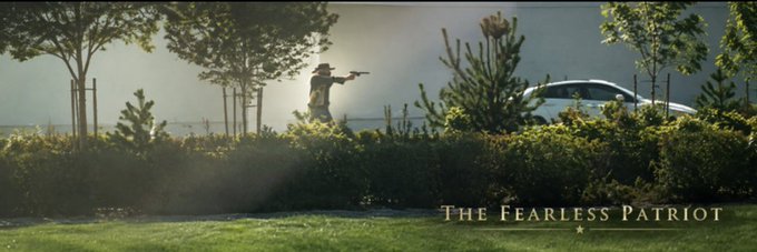 The image depicts a scene with a person holding a handgun amidst trees and bushes, with text that reads "THE FEARLESS PATRIOT". This visual, alongside the accompanying text about $JORDAN building momentum, suggests a theme of proactive action and claiming opportunities before others, possibly alluding to a bold or assertive investment strategy.