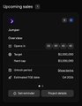 A mobile app interface for 'Upcoming events' showing settings for time zone, date format, time format, estimated file size, and language with a 'New event' button at the bottom.