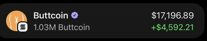 The image shows a screenshot of a post about Bitcoin, with a banner at the top that reads "This will be worth over 7 figures. $buttcoin". The main content of the post is related to the cryptocurrency, specifically discussing its value and potential gains.