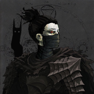 A dark, gothic portrait shows a masked, armored figure with a blood-stained forehead and shadowy bird-like creature behind it, fitting the occult aesthetic of the @SherwoodNFTs collection. The post announces a free mint: 2 GTD and 3 FCFS spots, supply 5,555, on the Robinhood chain, ending in 24 hours.