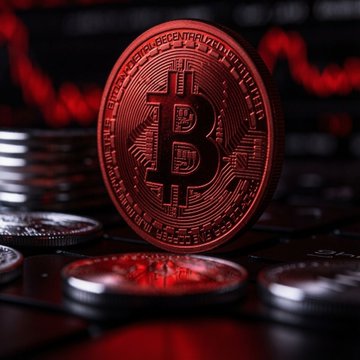 The image features a digital clock with "BETRSION" displayed at the top center area. Below that, there's an advertisement for Bitcoin, which states that "BEARISH: BlackRock has sold $1,750,000,000 worth of Bitcoin this month." The focus on these elements highlights both the time and Bitcoin-related information in a visually appealing manner.