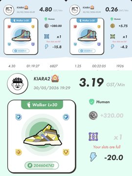 The image shows two different screens from a fitness tracking app, both displaying information about a pair of sneakers being tracked by users during their workouts. The screens display details such as the user's name, gender, calories burned, and steps taken. Additionally, there are some drawings or graphics on the screens depicting shoes and sneakers, providing visual aids for understanding the app's features and design elements. The scene suggests that people are using this app to track their fitness progress while engaging in activities like walking or running with their new sneakers.