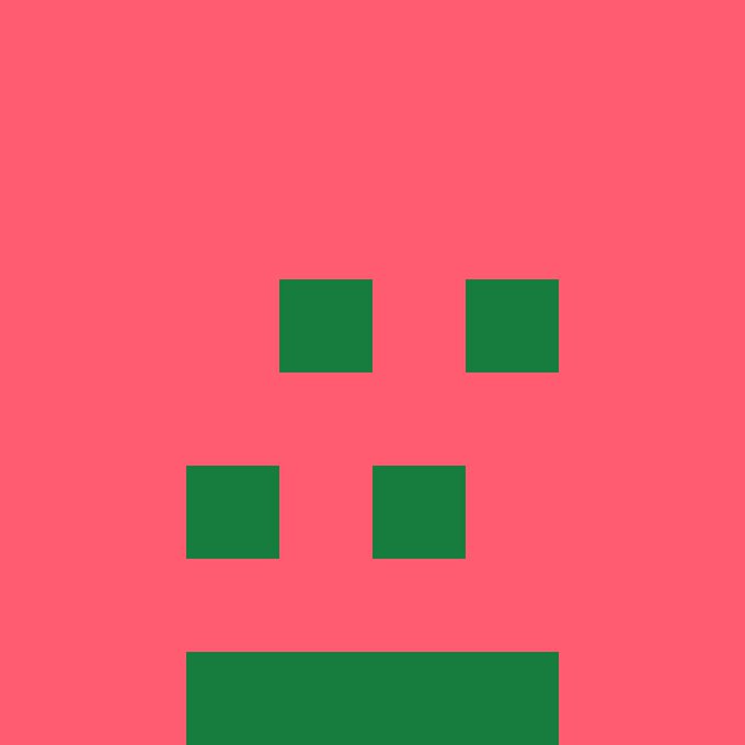 Minimalist illustration of a sad face on a pink background, with green rectangles forming eyes, nose, and mouth.