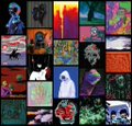 A grid collage of various small, colorful illustrations featuring diverse characters and scenes.
