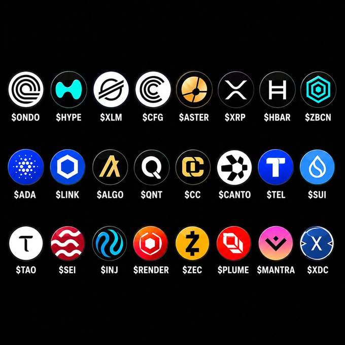 The image features a collection of logos representing different cryptocurrency exchanges or ICOs (Initial Coin Offerings). The logos are arranged in two rows against a black background, with each row containing 12 distinct logos. These logos showcase various aspects of the crypto world, such as utility, regulation, and upside potential. The text accompanying the logos provides information about the specific ICOs they represent, including details like deployment amounts or target markets.