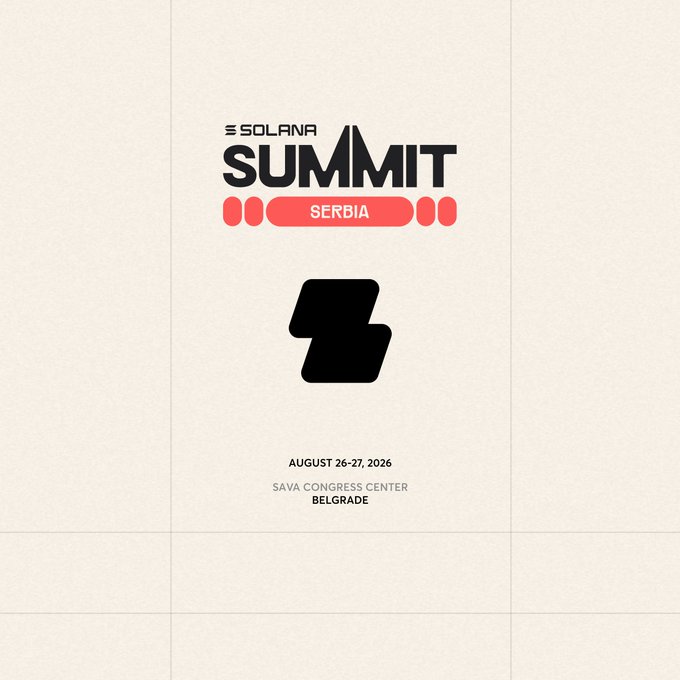Promotional poster for the Solana Summit Serbia, taking place August 26-27, 2026, at the Sava Congress Center in Belgrade.