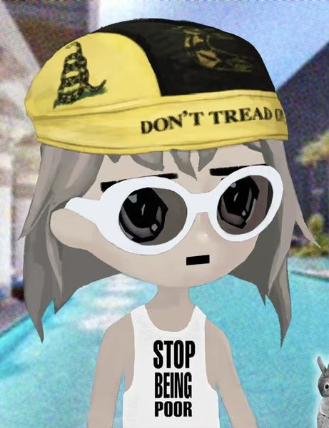 A cartoon avatar with sunglasses wears a Gadsden flag cap reading "DON'T TREAD ON..." and a tank top displaying "STOP BEING POOR," humorously highlighting the massive $6.8M profit gap between top PumpFun and FOMO traders while mocking smaller investors.