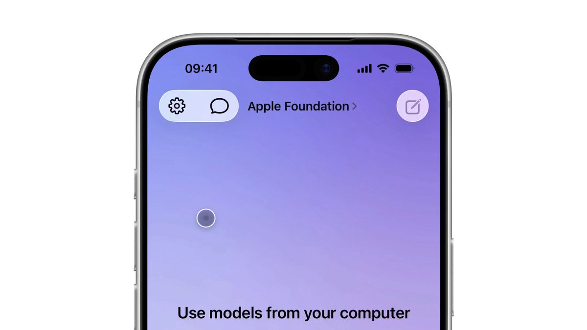 The image shows an iPhone screen displaying a purple background with white text, which reads "Use models from your computer". The phone appears to be turned off or in sleep mode at the moment.