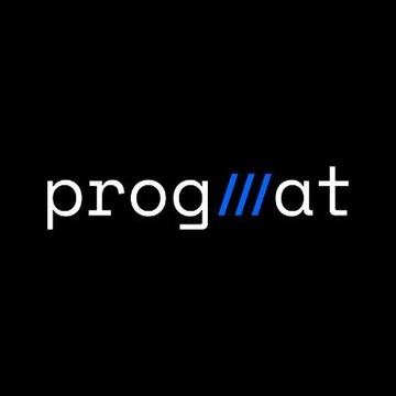 Logo for 'prom///at' displayed in white and blue text on a black background.