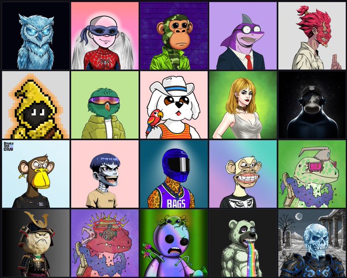 A collage of colorful, stylized cartoon character portraits in a grid format. The imagery represents various NFT art collections often associated with the Solana blockchain ecosystem, echoing the provided caption "WE ARE SOLANA!".