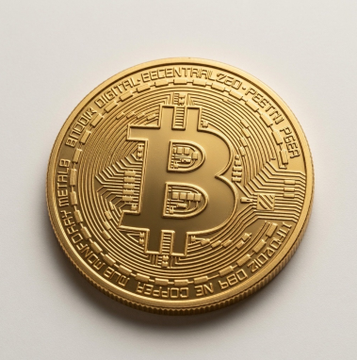A gold Bitcoin commemorative coin rests on a white surface, displaying the "₿" logo with surrounding circuit-like engravings and the inscription "BITCOIN DIGITAL DECENTRALIZED PEER TO PEER." The image visually anchors the post's question about which cryptocurrency—$BTC or $ETH—will close August in the green amid recent ETF inflows.