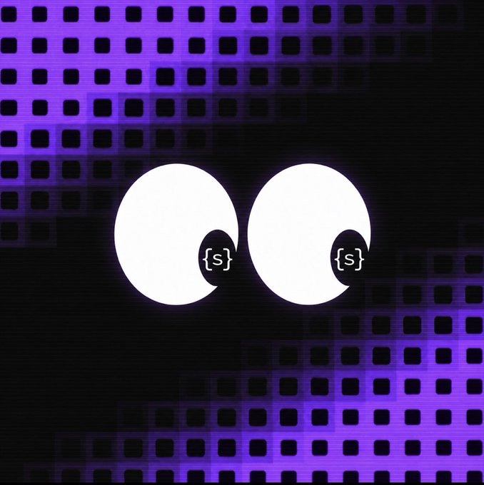 The image features a purple background with two white circles that appear to be eyes. These eyes are positioned above each other, creating an interesting visual effect. The text "Eyes on the future, eyes on @Somnia_Network vision" is written below the eye-like shapes, providing context about the content of the post.