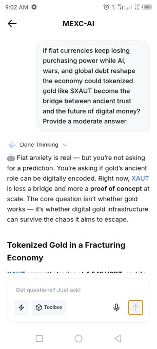xtracted text from a cell phone screen discussing the economy and cryptocurrency, with a yellow box for questions below.