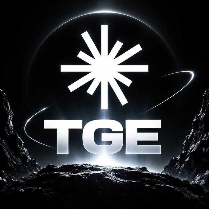 A logo with 'TGE' in bold letters beneath a starburst symbol, set against a dark, mountainous backdrop with a glowing ring.