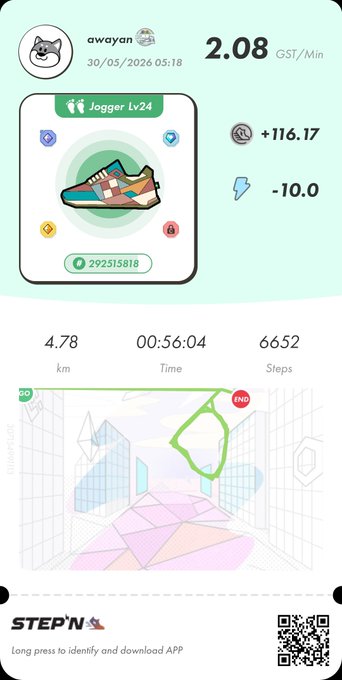 The image shows a fitness app that tracks steps taken, calories burned, and distance traveled. The app displays a map of a city with various landmarks such as buildings and parks. It also has a cartoon character walking through the city, which adds a fun element to the user experience. The app is designed for users to engage in physical activities while tracking their progress towards fitness goals.
