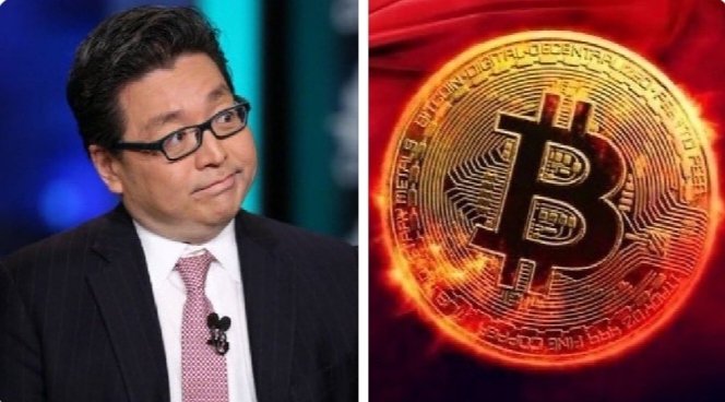 Tom Lee appears on the left side of the image alongside a glowing Bitcoin coin on the right, visually representing his bullish outlook on cryptocurrency and tokenization shaping the future of global finance.