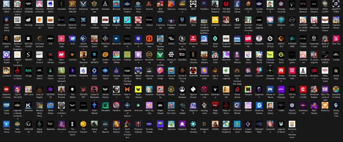 A computer desktop screen displays a grid of over 100 application icons against a dark background.