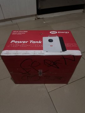 The image shows a "Power Tank All-in-One ESS" by itel Energy, a mini power backup system that embodies the post's theme of Web3 improving life.
