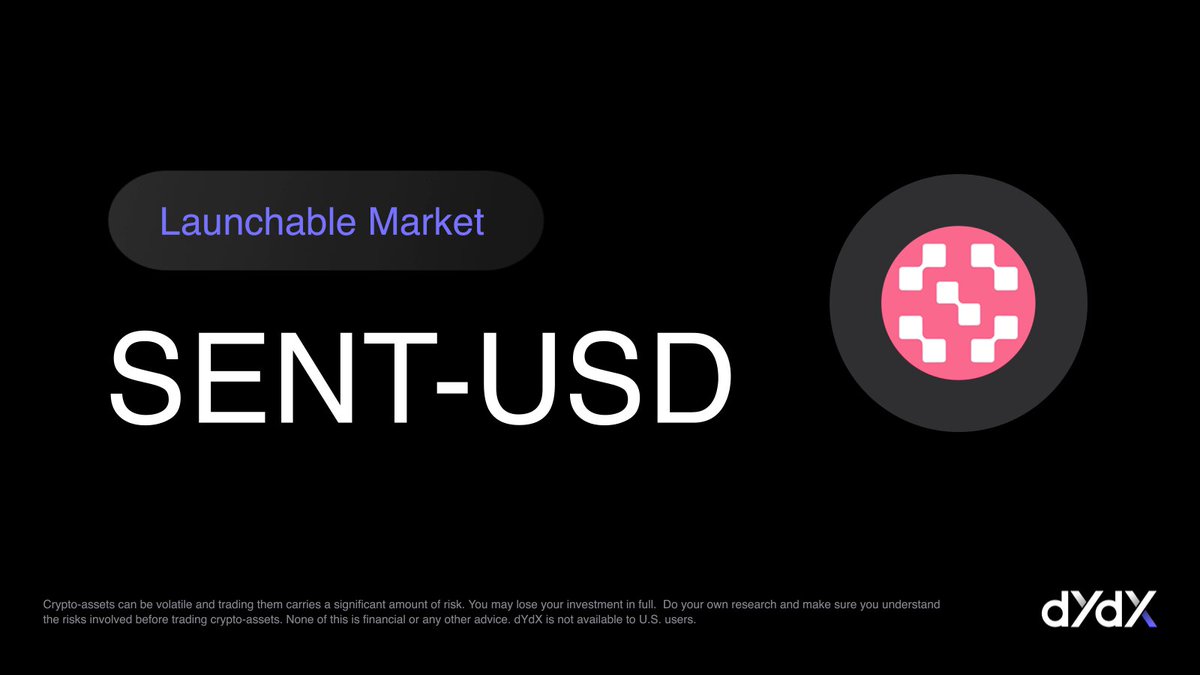 The image features a black background with a pink circle containing white squares, which appears to be a logo or symbol related to the launchable market for Sent-USD. The text "Launchable Market" is written above the logo, indicating that this is an advertisement or promotional material for the launch of a new cryptocurrency called Sent-USD.