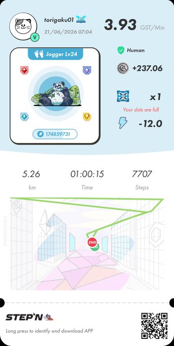 The image shows a screenshot of a fitness app that tracks daily activities, including steps taken and calories burned during a workout session. The app displays the time spent exercising at 3:53 pm, along with a map view of where the user has walked. There is also a description about a character from an online game in blue and white. This image could be related to the post that says "今朝は何とか時間通り歩けた". It highlights how fitness apps can track users' daily activities, helping them monitor their progress towards achieving their exercise goals or staying active throughout the day.