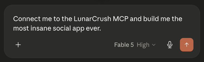 The image shows a screenshot of an app called "Fable 5 High", which appears to be a social media app, possibly for sharing stories or ideas with others. The app has been recommended by someone named "Mythos" as being the most insane social app ever created. The app is displayed on a screen against a brown background, and there are several buttons visible in the image.