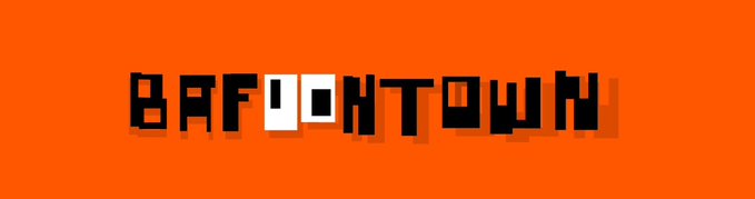 Pixelated black text reading 'BRIGHTDOWN' is displayed against a solid orange background.