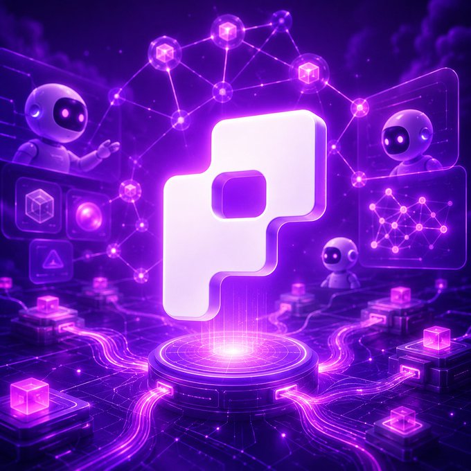 A glowing purple "P" logo sits at the center of a futuristic digital network, flanked by robotic figures and interconnected nodes symbolizing blockchain activity. The imagery visually represents Push Chain's expanding testnet ecosystem and its Dual Defense security initiative with HackenProof.