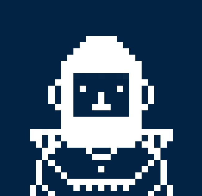 A pixel-art style white robot character on a dark navy background, paired with a post about Arc mainnet, suggests a "ready for battle" theme where the robot represents an AI or digital warrior preparing for the mainnet launch.