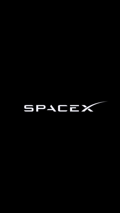A minimalist black screen displaying the white “SPACEX” logo.