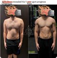 A before-and-after gym progress post from r/30plus30reps showing a shirtless man's torso transformation, with the '25Dayschallenge' banner at the top.