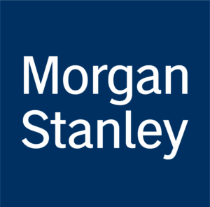 The image displays the Morgan Stanley logo in white text on a dark blue background. It relates to the post about Morgan Stanley launching new Ethereum and Solana ETFs ($MSSE and $MSOL) on the NYSE, as the logo identifies the financial institution behind these low-cost crypto exchange-traded products.
