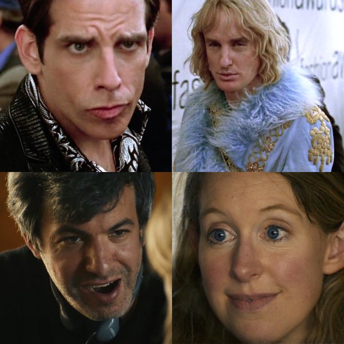 A four-panel collage shows Jim Carrey's exaggerated facial expressions from "The Number 23," Benedict Cumberbatch looking serious in a decorative blue and gold feathered outfit, a man with an intense open-mouthed expression, and a close-up of a woman with striking blue eyes, all paired with a laughing emoji for humorous effect.